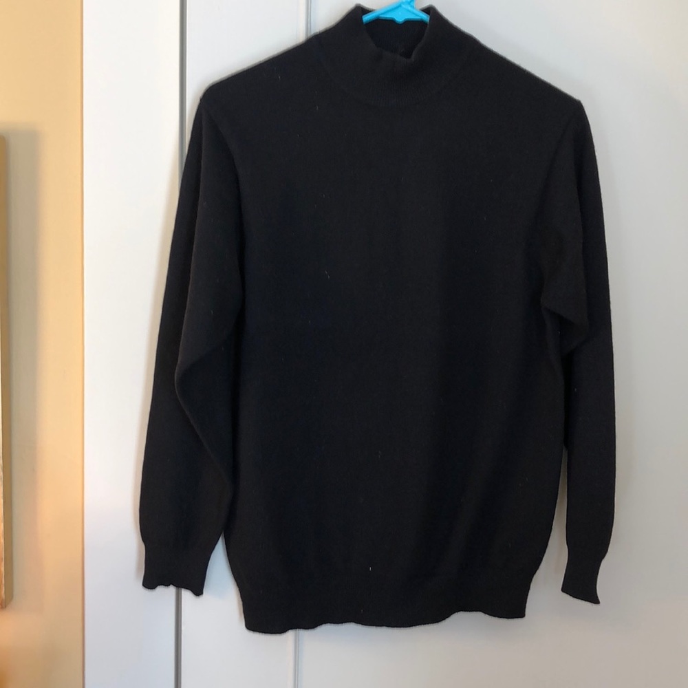 Black cashmere mock turtleneck sweater